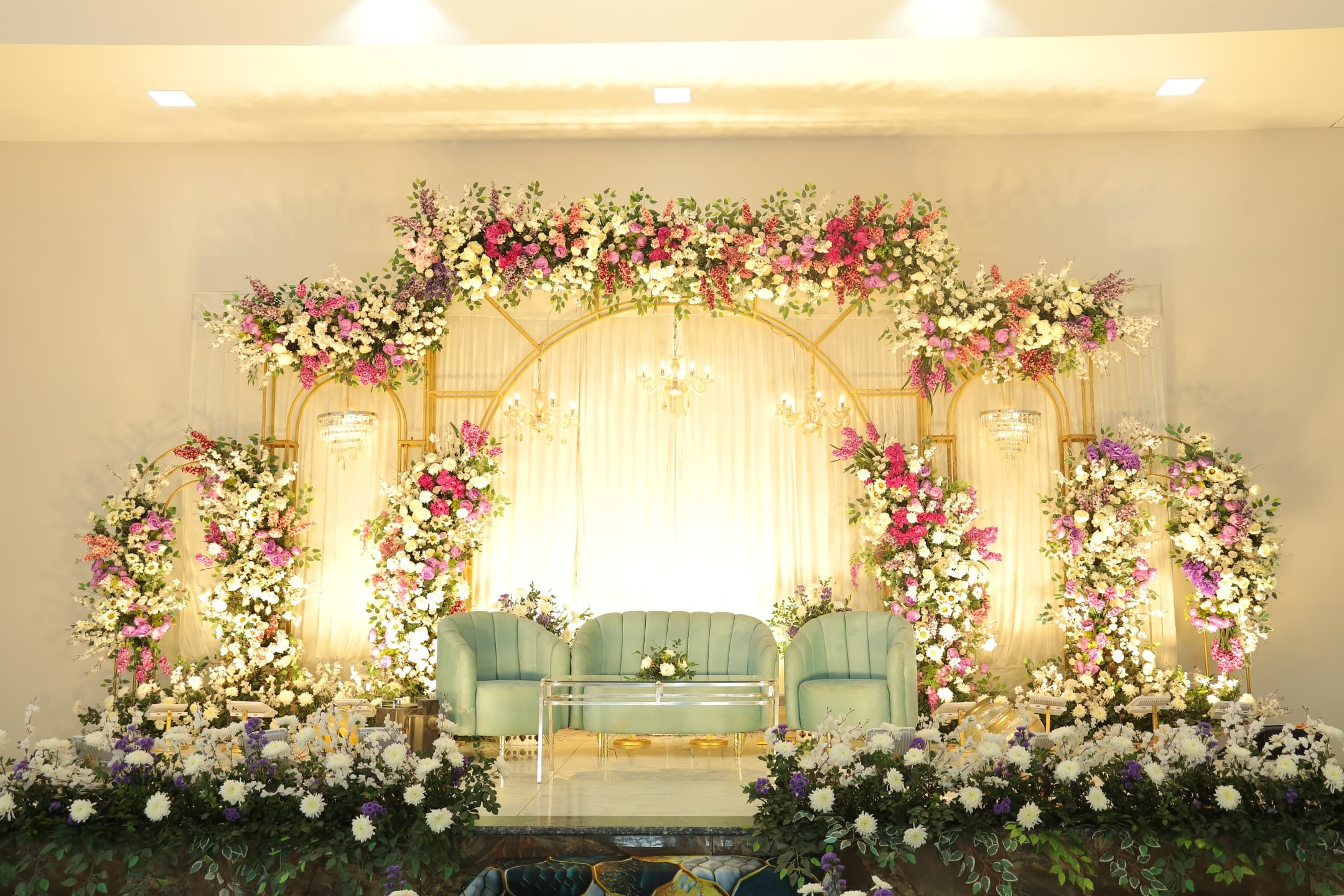 Wedding stage decoration at Bethel Banquet Hall, Ring Road, Ranchi